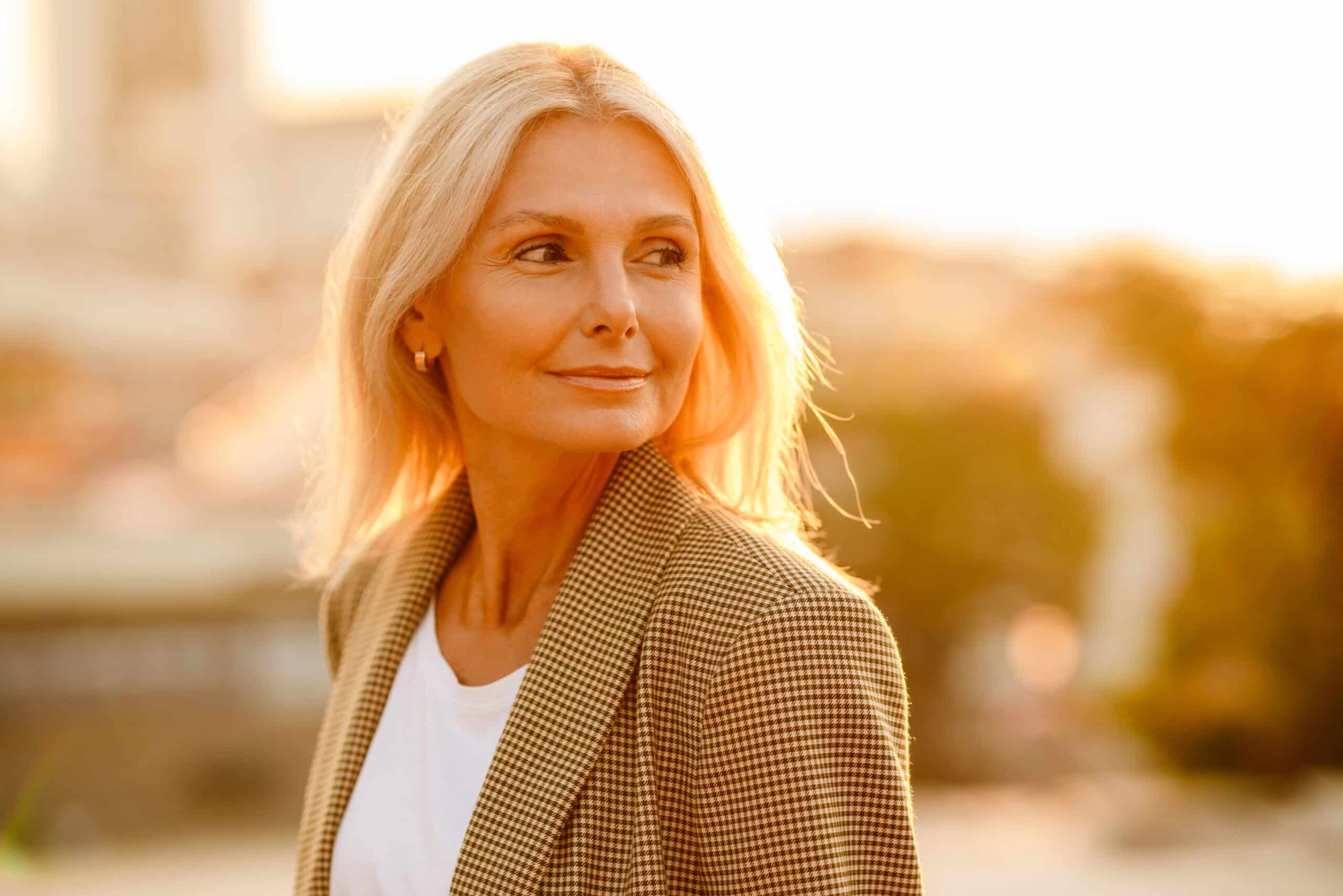 middle aged woman with great skin