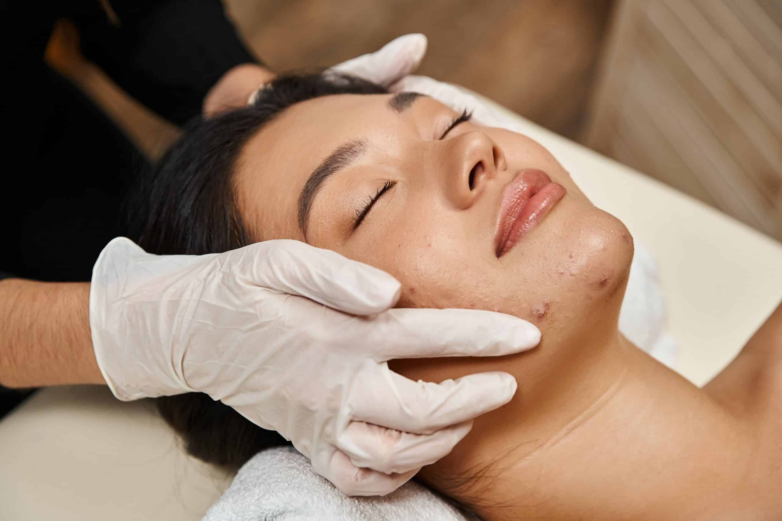 medspa female model getting a facial treatment at renuance in murrieta